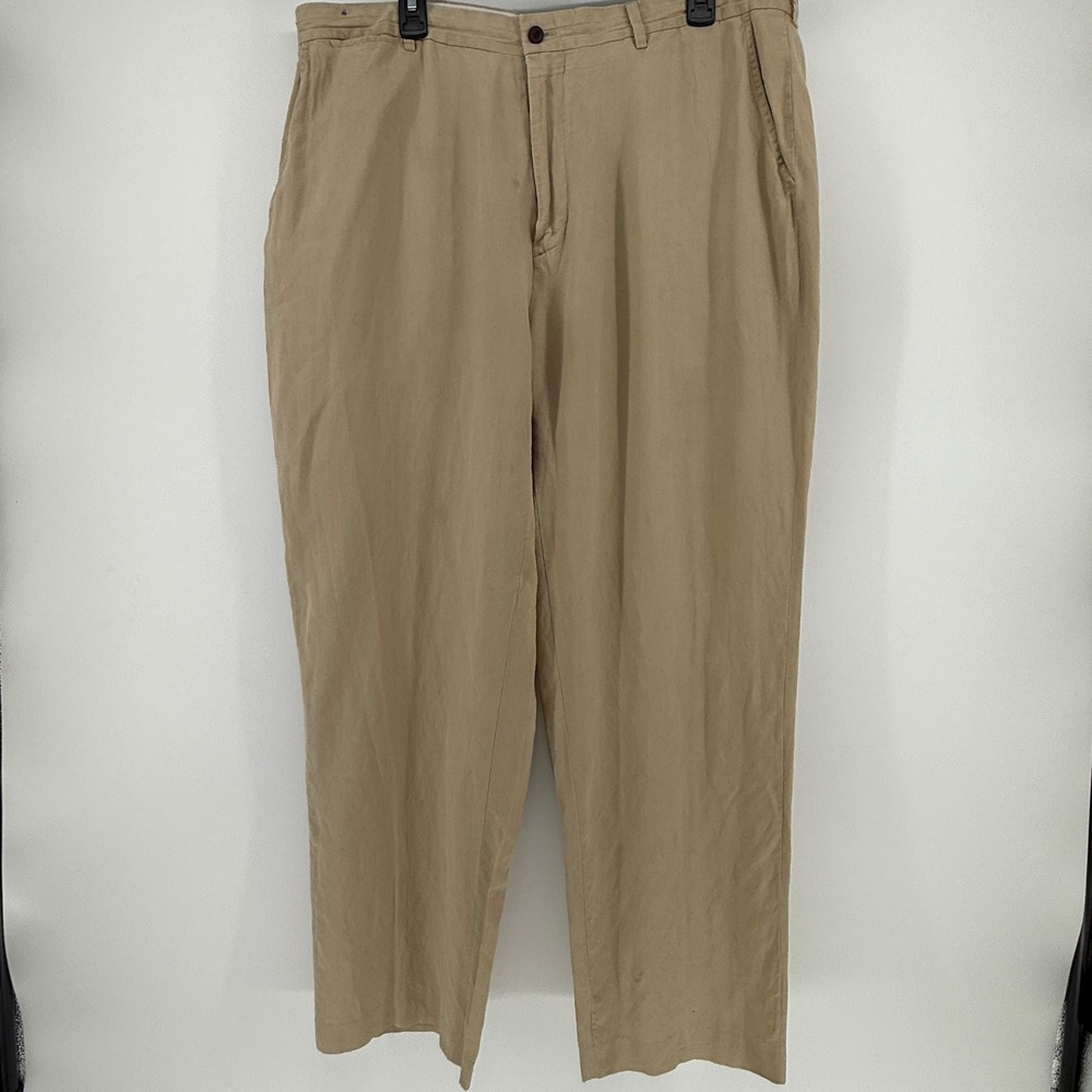 Polo Ralph Lauren Mens 38x32 Tan Linen Silk Blend Chino Dress Pants PCD-39W